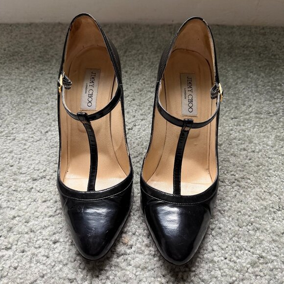 Jimmy Choo Shoes - Jimmy Choo T-Strap Stiletto Mary Jane Black Patent Leather Pumps